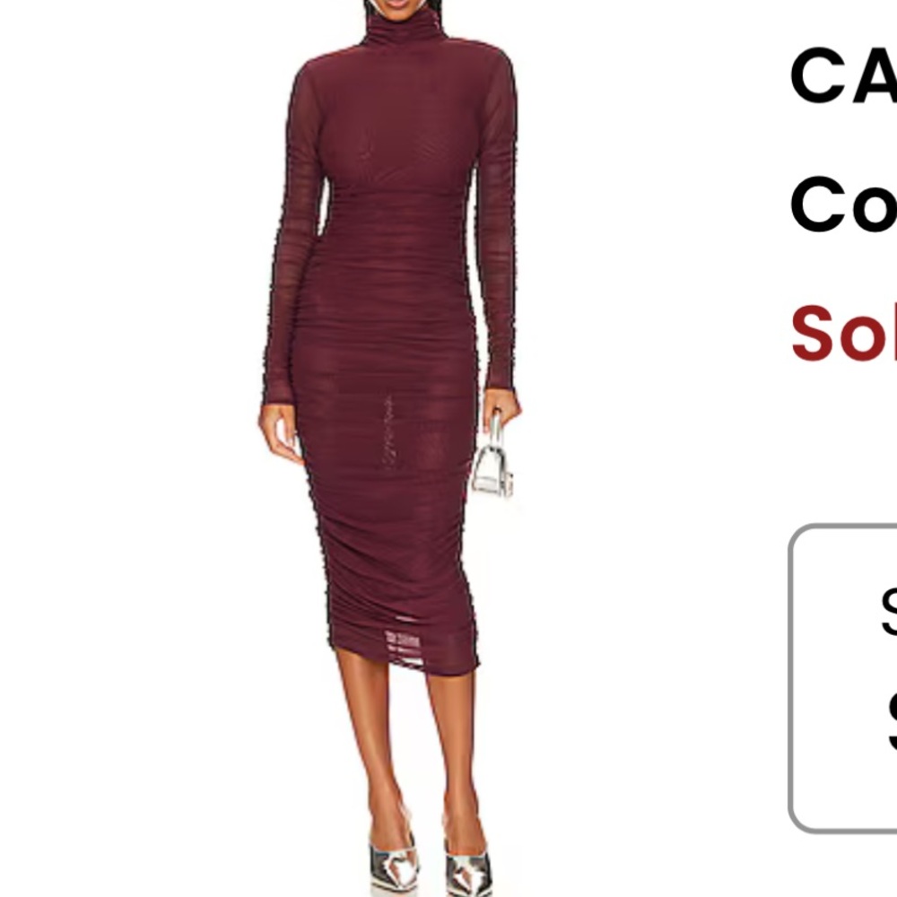 Camila Coelho Burgundy Long Sleeve Dress